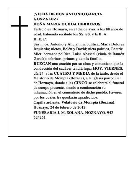 DOÑA MARIA OCHOA HERREROS