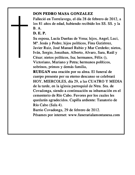 DON PEDRO MASA GONZALEZ