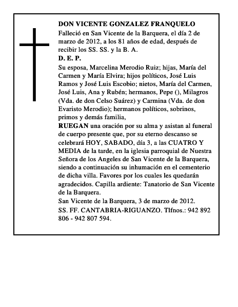 DON VICENTE GONZALEZ FRANQUELO