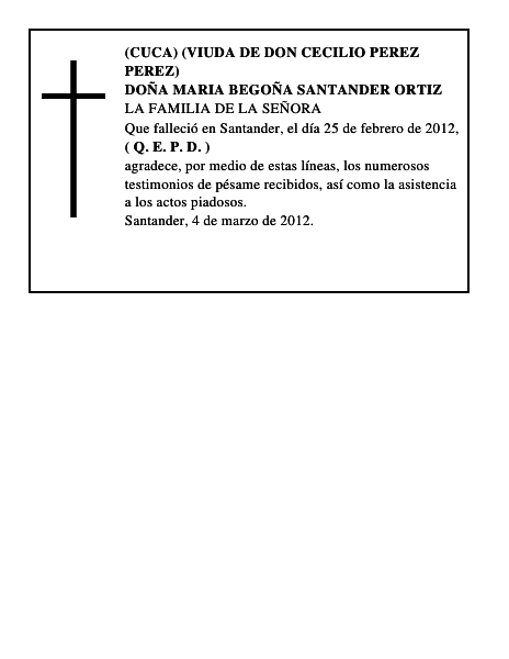 DOÑA MARIA BEGOÑA SANTANDER ORTIZ