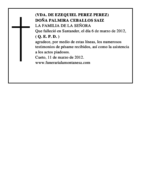 DOÑA PALMIRA CEBALLOS SAIZ