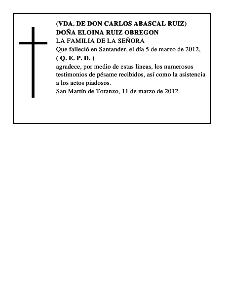 DOÑA ELOINA RUIZ OBREGON