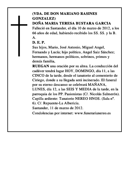 DOÑA MARIA TERESA BUSTARA GARCIA