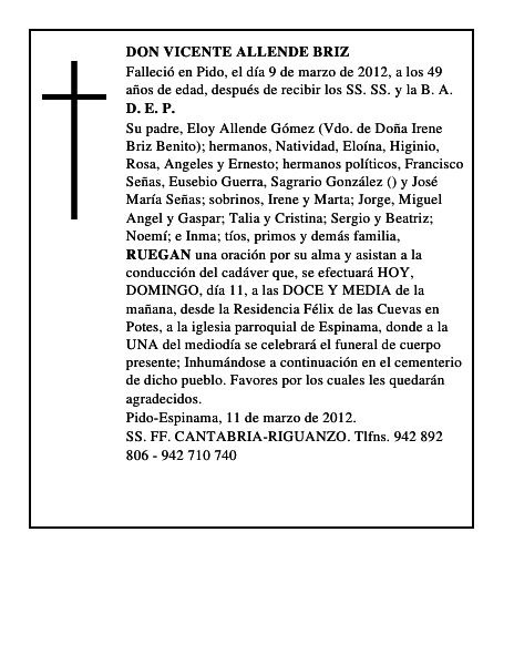 DON VICENTE ALLENDE BRIZ