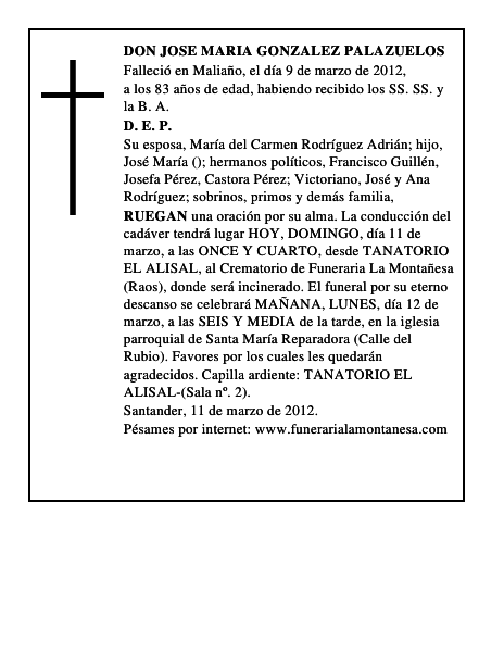 DON JOSE MARIA GONZALEZ PALAZUELOS
