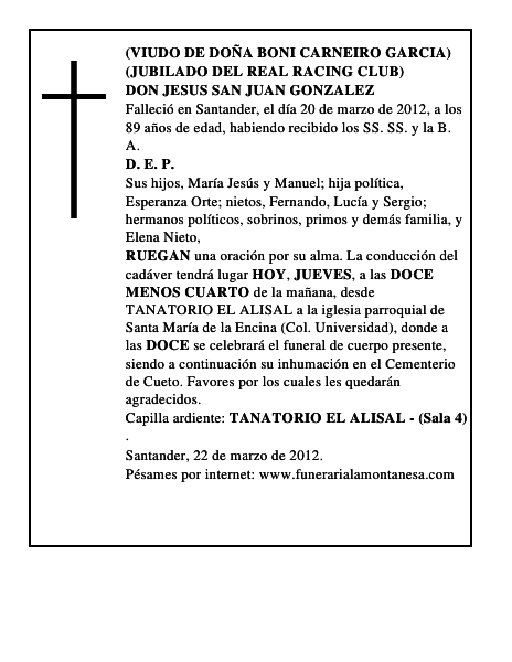 DON JESUS SAN JUAN GONZALEZ