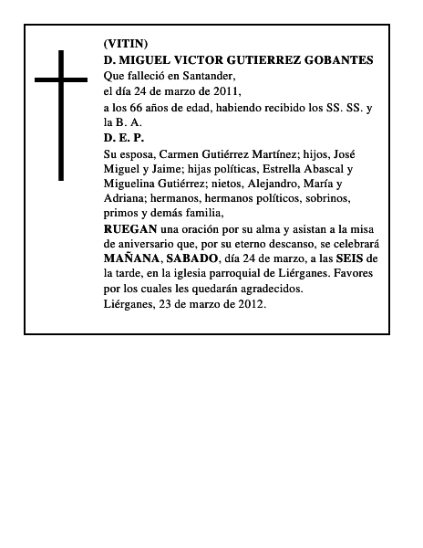 D. MIGUEL VICTOR GUTIERREZ GOBANTES