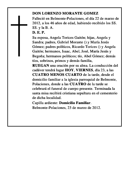 DON LORENZO MORANTE GOMEZ