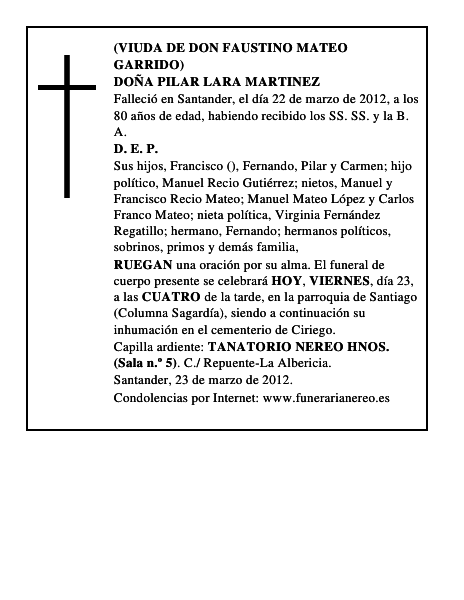 DOÑA PILAR LARA MARTINEZ