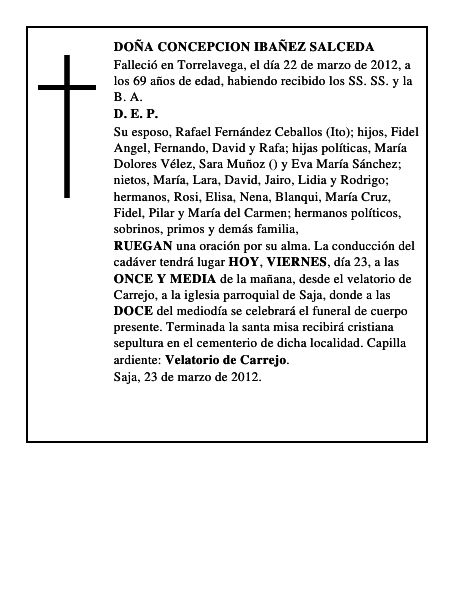 DOÑA CONCEPCION IBAÑEZ SALCEDA