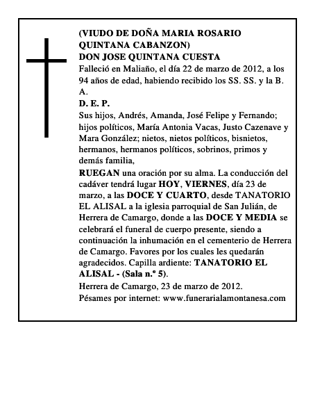DON JOSE QUINTANA CUESTA