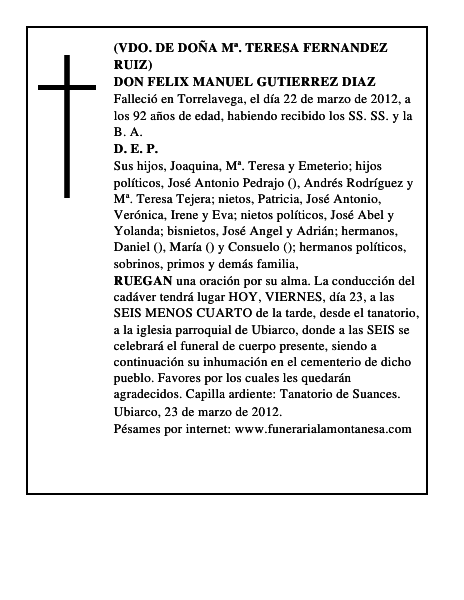 DON FELIX MANUEL GUTIERREZ DIAZ