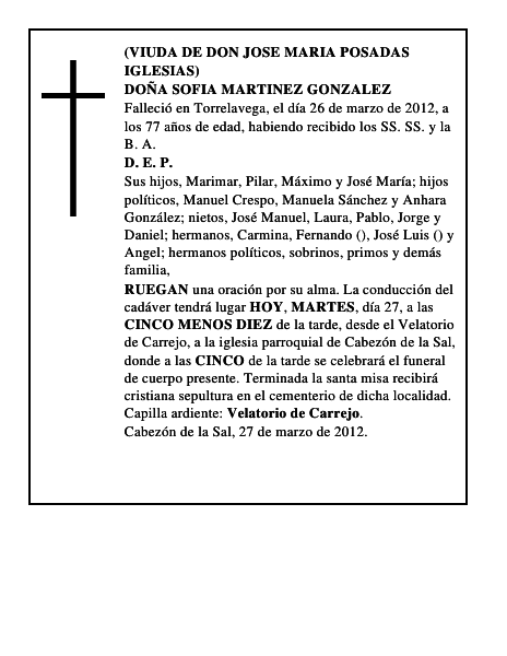 DOÑA SOFIA MARTINEZ GONZALEZ