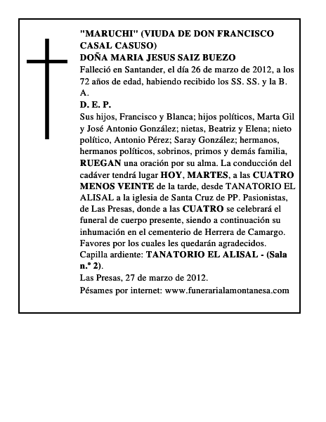 DOÑA MARIA JESUS SAIZ BUEZO