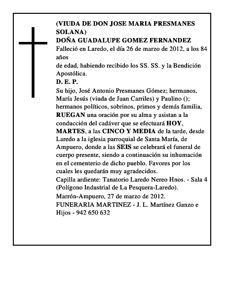 DOÑA GUADALUPE GOMEZ FERNANDEZ