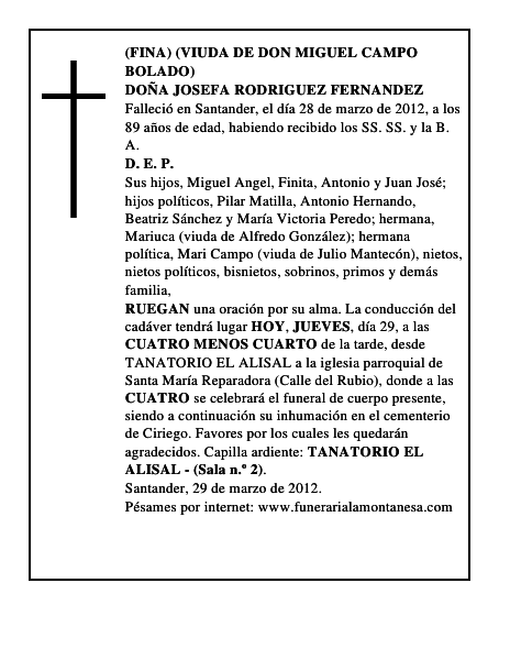 DOÑA JOSEFA RODRIGUEZ FERNANDEZ