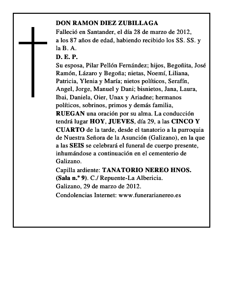DON RAMON DIEZ ZUBILLAGA