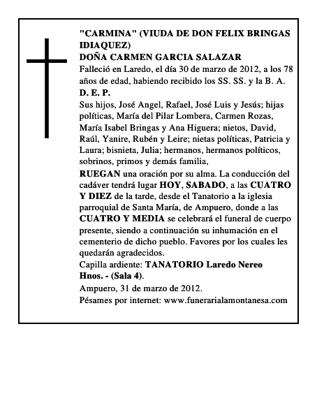 DOÑA CARMEN GARCIA SALAZAR