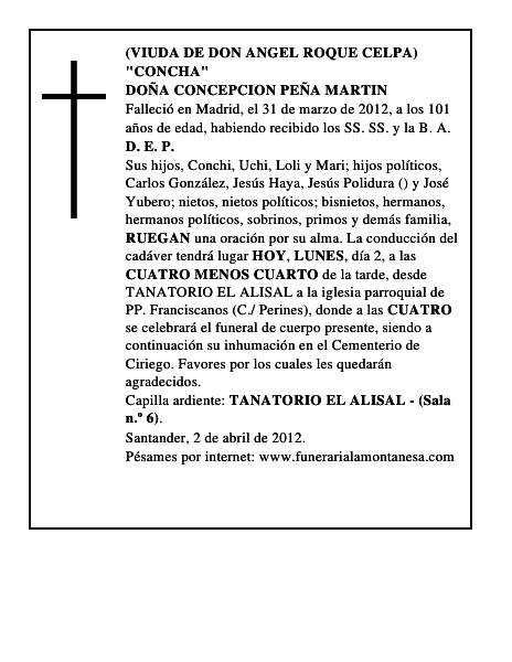 DOÑA CONCEPCION PEÑA MARTIN