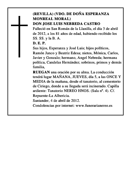 DON JOSE LUIS NEBREDA CASTRO