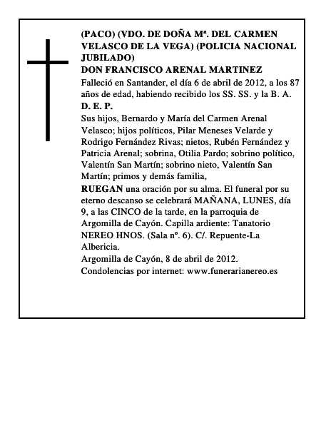 DON FRANCISCO ARENAL MARTINEZ