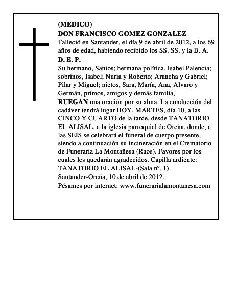 DON FRANCISCO GOMEZ GONZALEZ
