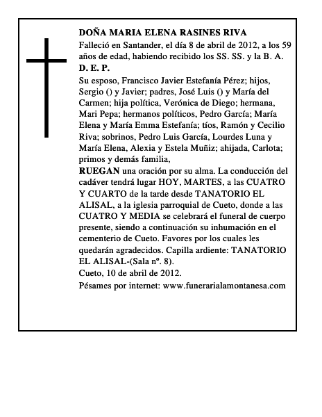 DOÑA MARIA ELENA RASINES RIVA