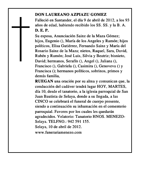 DON LAUREANO AZPIAZU GOMEZ