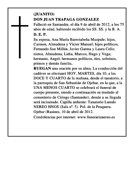 DON JUAN TRAPAGA GONZALEZ