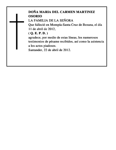 DOÑA MARIA DEL CARMEN MARTINEZ OSORIO
