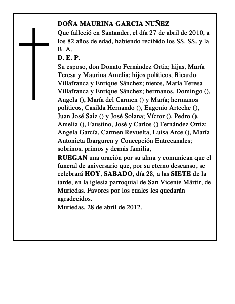 DOÑA MAURINA GARCIA NUÑEZ