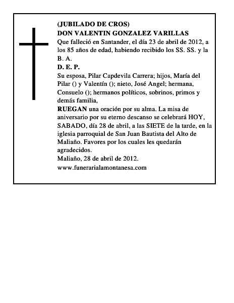 DON VALENTIN GONZALEZ VARILLAS