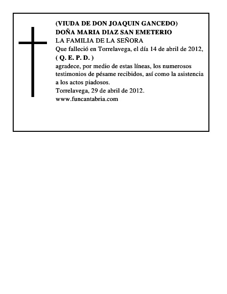 DOÑA MARIA DIAZ SAN EMETERIO