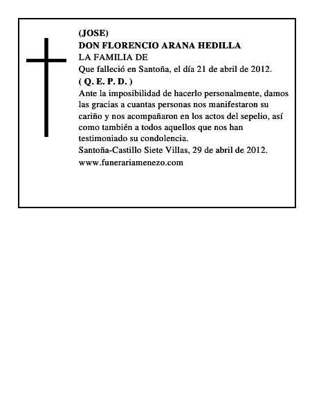 DON FLORENCIO ARANA HEDILLA