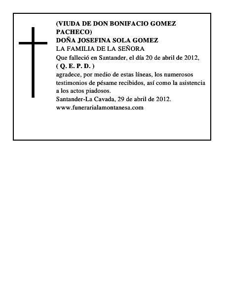 DOÑA JOSEFINA SOLA GOMEZ