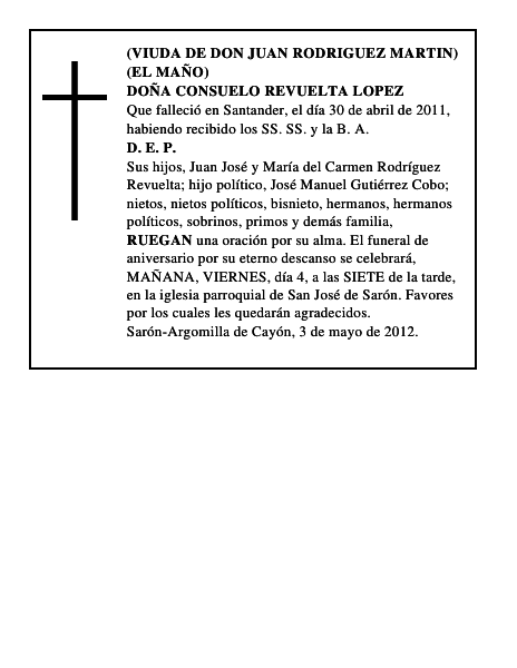 DOÑA CONSUELO REVUELTA LOPEZ