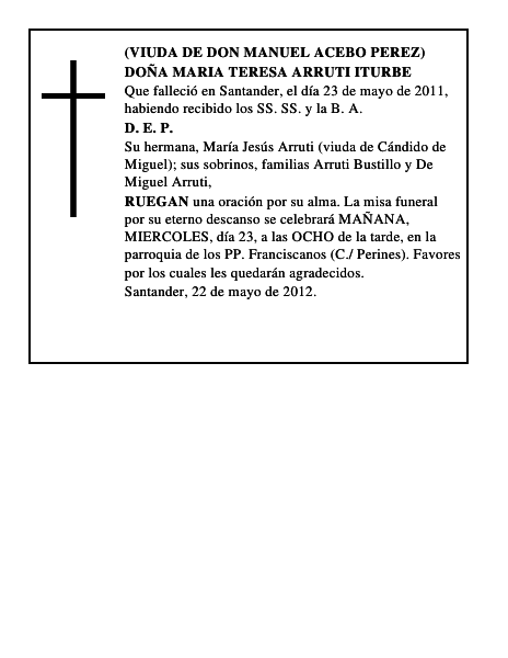 DOÑA MARIA TERESA ARRUTI ITURBE