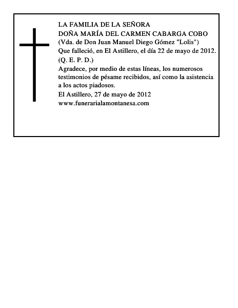 MARÍA DEL CARMEN CABARGA COBO