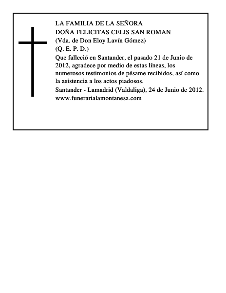 DOÑA FELICITAS CELIS ROMAN