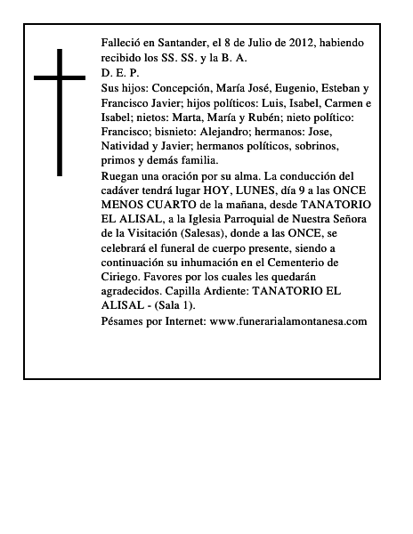 JUSTA MARIA JOSEFA ROTAECHE MOSQUERA