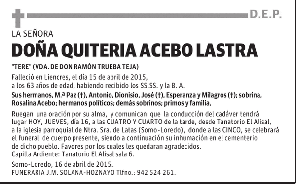 QUITERIA ACEBO LASTRA