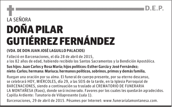 Doña Pilar Gutierrez Fernandez