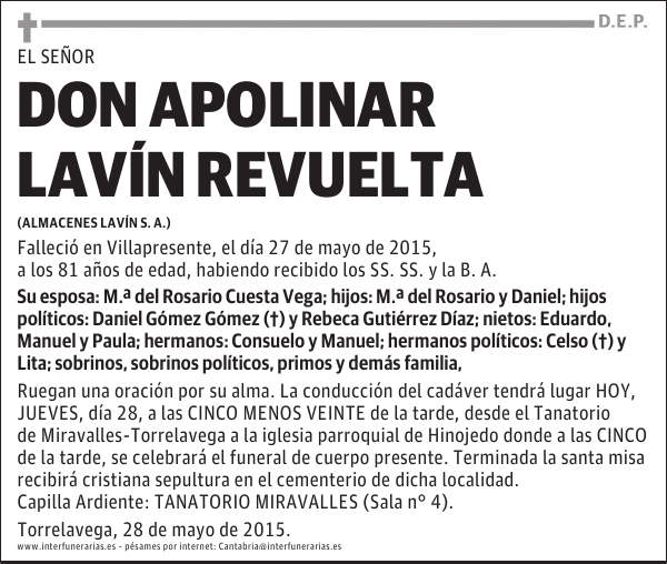 APOLINAR LAVIN REVUELTA