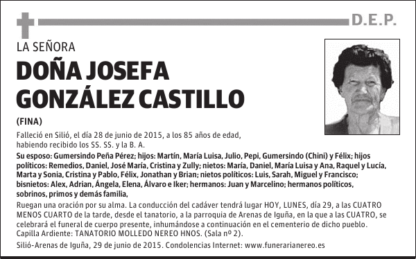 JOSEFA GONZALEZ CASTILLO
