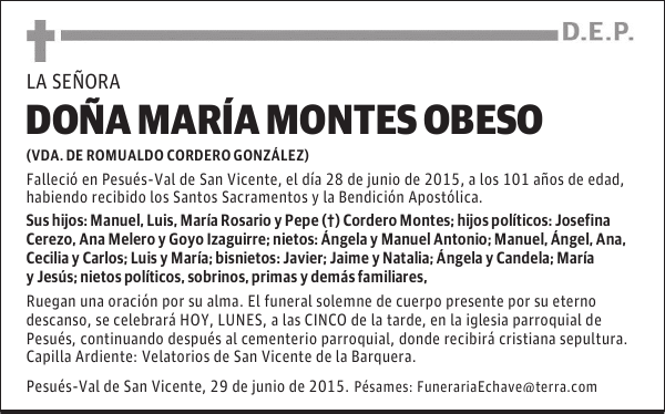 MARÍA MONTES OBESO