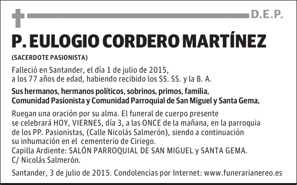 P. Eulogio Cordero Martínez