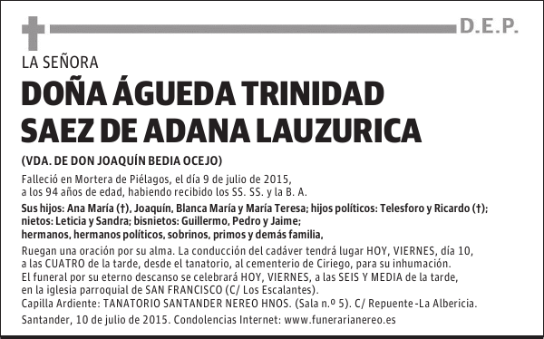 Águeda Trinidad Saez de Adana Lauzurica