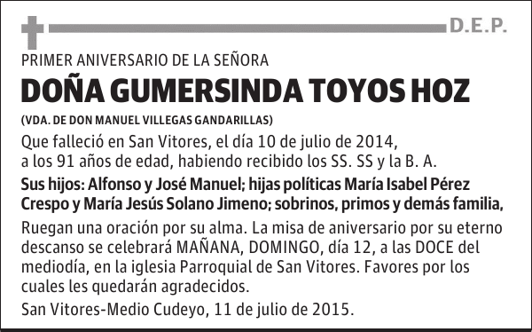 GUMERSINDA TOYOS HOZ