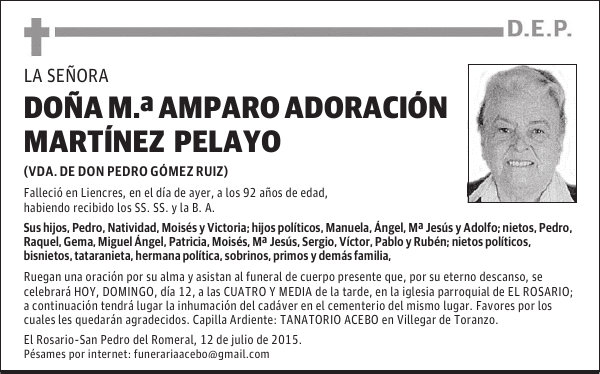 MARIA AMPARO ADORACION MARTINEZ PELAYO