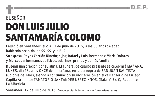 LUIS JULIO SANTAMARIA COLOMO